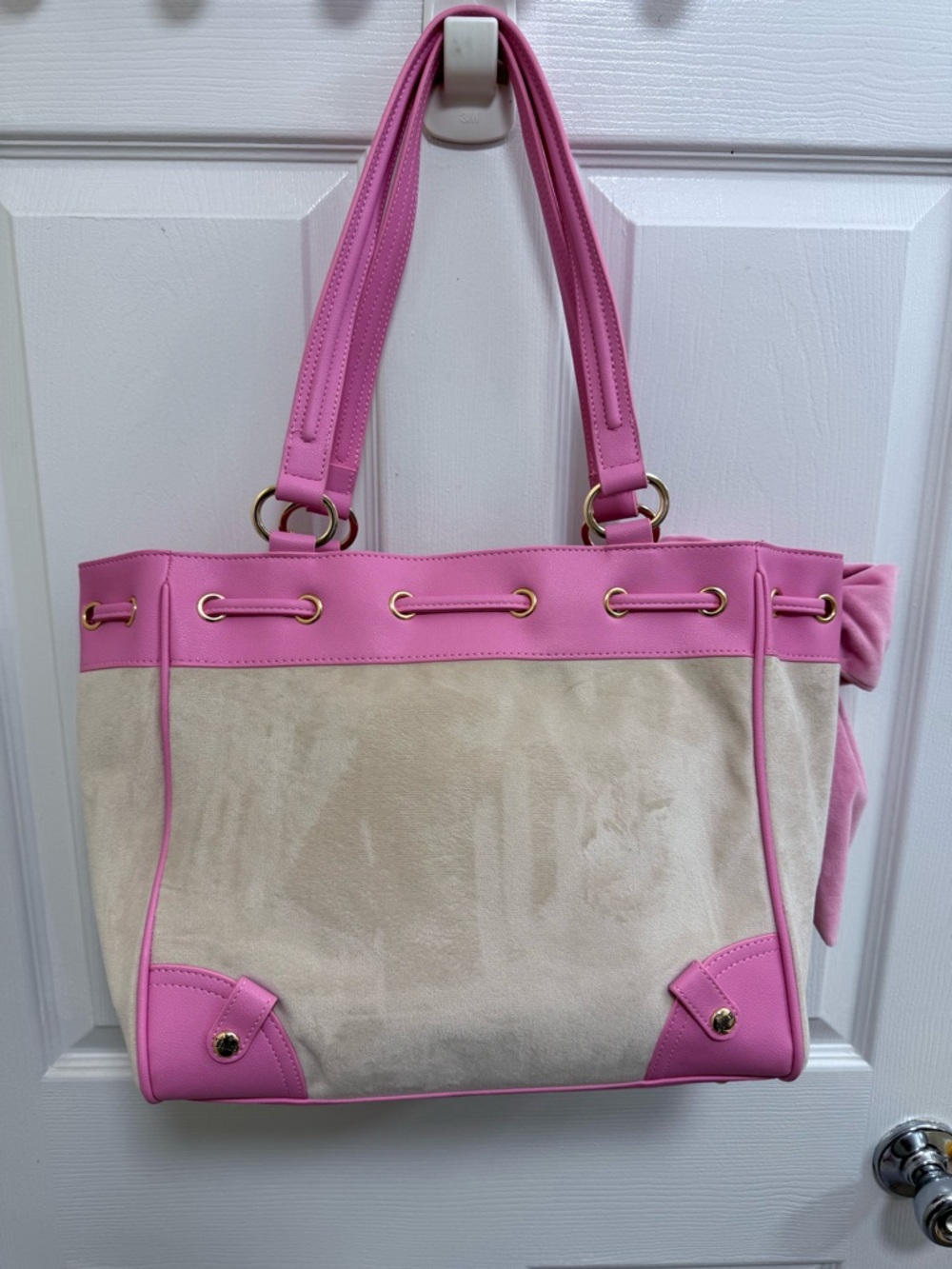 NWT Juicy Couture Classic Scottie Dog Daydreamer Tote in Sandstone/Pink - Picture 3 of 6